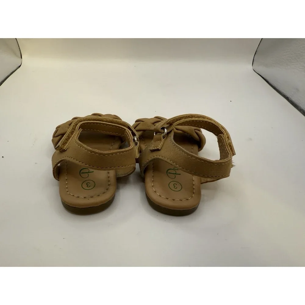 Petalia Toddler Girl's Tan Braided Sandals Size 3 – Hook-and-Loop‎ Closure